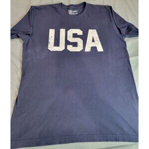 Savage Barbell USA T-Shirt Mens LG Navy Blue Distressed Graphic Tee